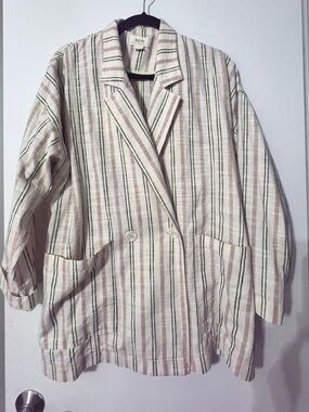 Anthropologie Maeve
Danielle Striped Oversized
Boyfriend Blazer Sz M A0066